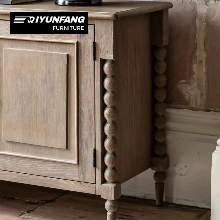 American Retro Sideboard Cabinet Handmade Wood Carving 3-Drawer 165cm
