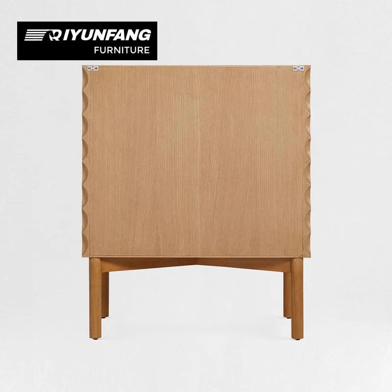 Solid Oak Wall-Mounted Sideboard Cabinet 2-Compartment Modern Storage