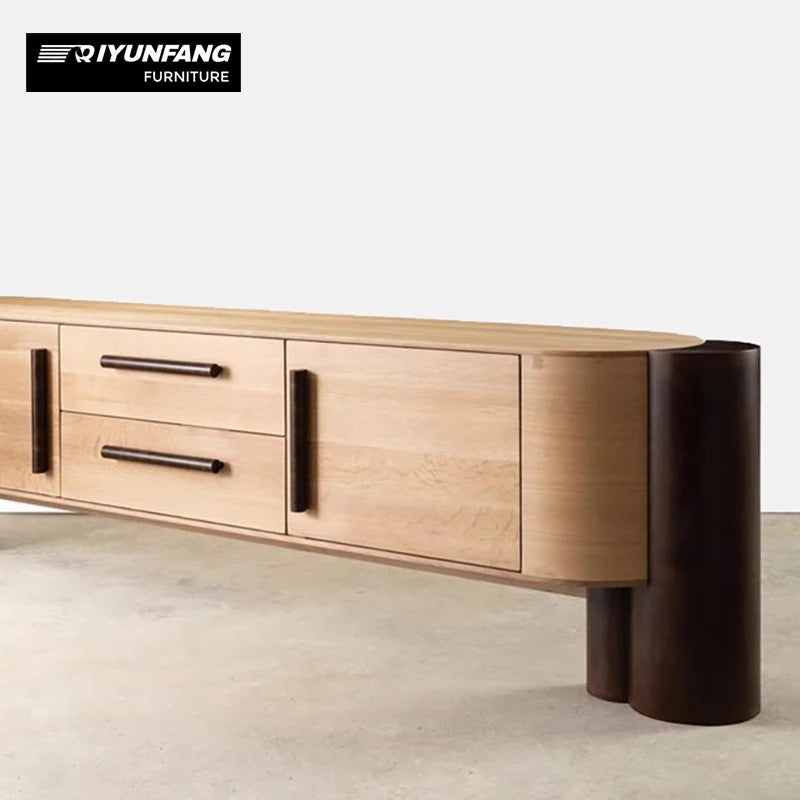 QYF-J62 Solid Wood TV Cabinet Retro Oak 2100mm
