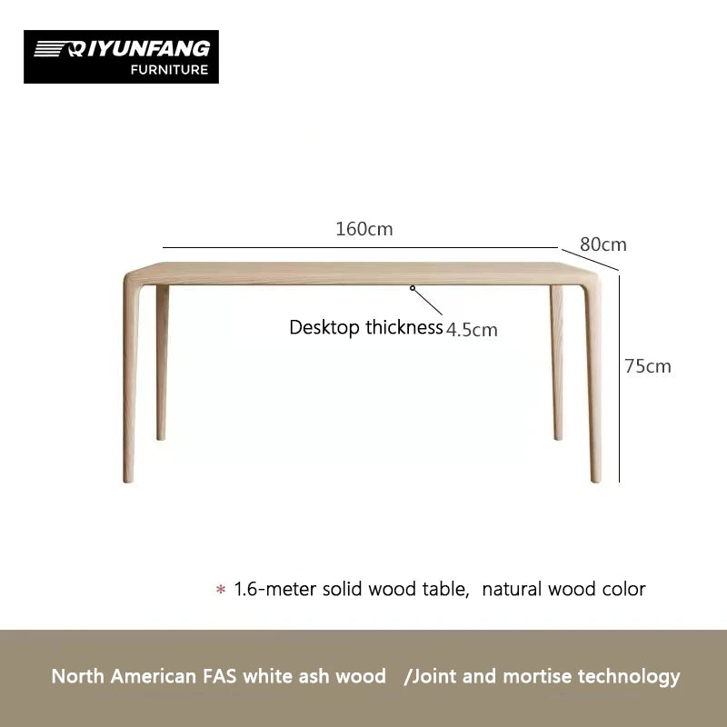 Modern Solid Wood Rectangular Dining Table Japanese Minimalist Design