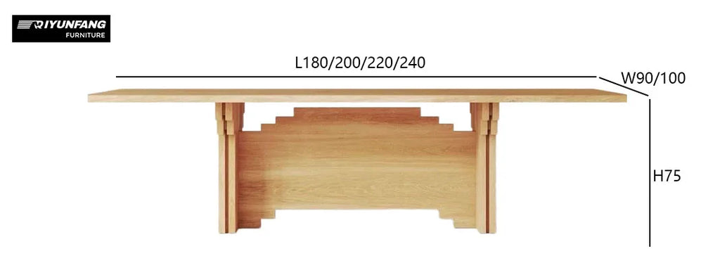 Wabi-Sabi Rectangular Dining Table Pixelized Solid Wood 180cm to 240cm