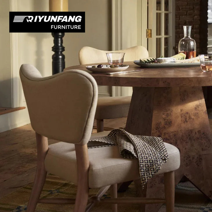Modern Solid Wood Round Dining Table Sculptural Base