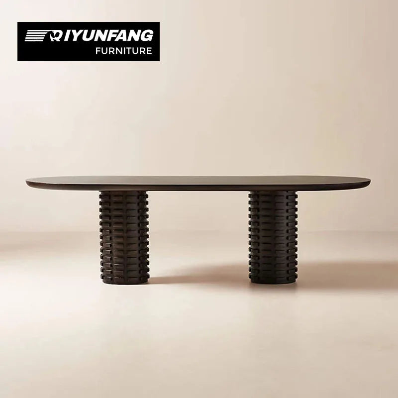 Modern Solid Wood Dining Table Oval Minimalist Custom Design