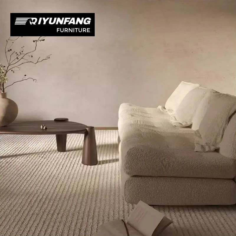 Nordic Style Modular L-Shape Armless Sofa Plush Fabric Wood