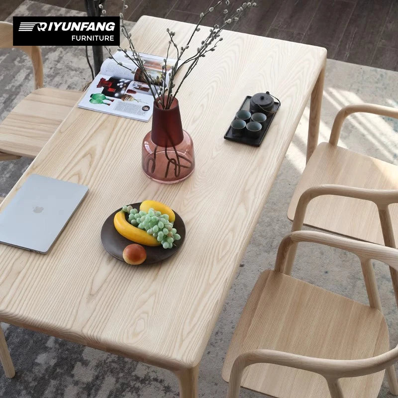 Modern Solid Wood Rectangular Dining Table Japanese Minimalist Design
