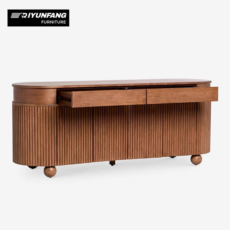 Modern Solid Wood Dining Cabinet Walnut Integrated Storage