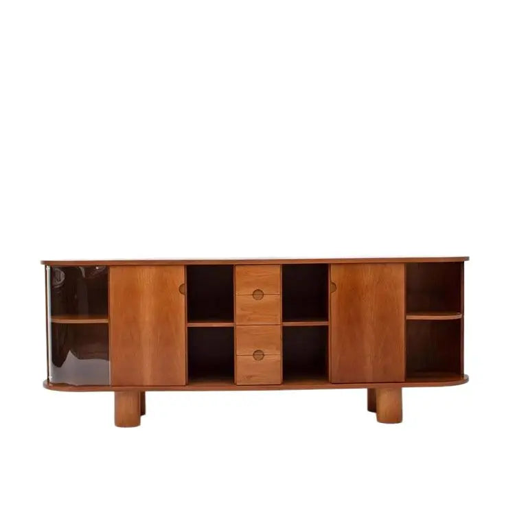 Solid Wood Sideboard Buffet Cabinet Handcrafted Storage Natural Finish