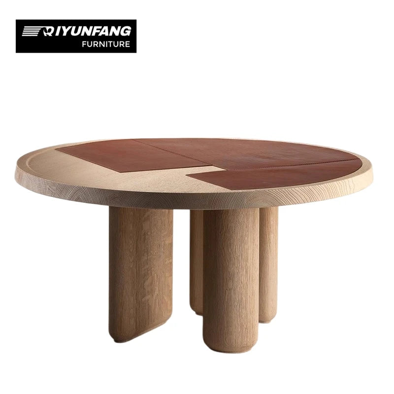 Modern Round Solid Wood Coffee Table White Ash 125cm