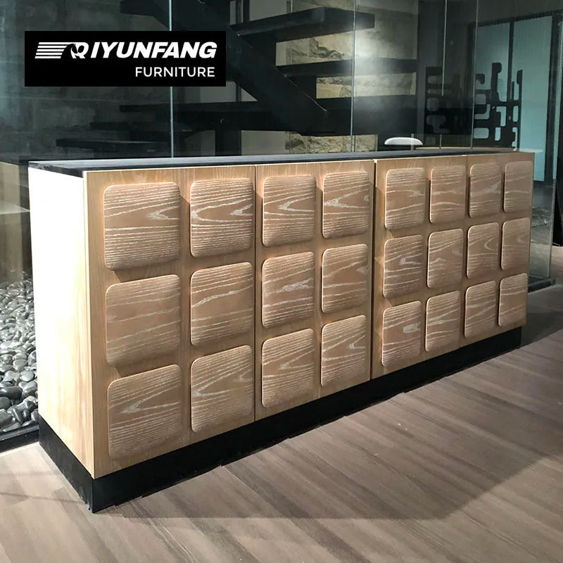 Solid Wood Lattice Sideboard Cabinet 4 Compartments Grid Pattern