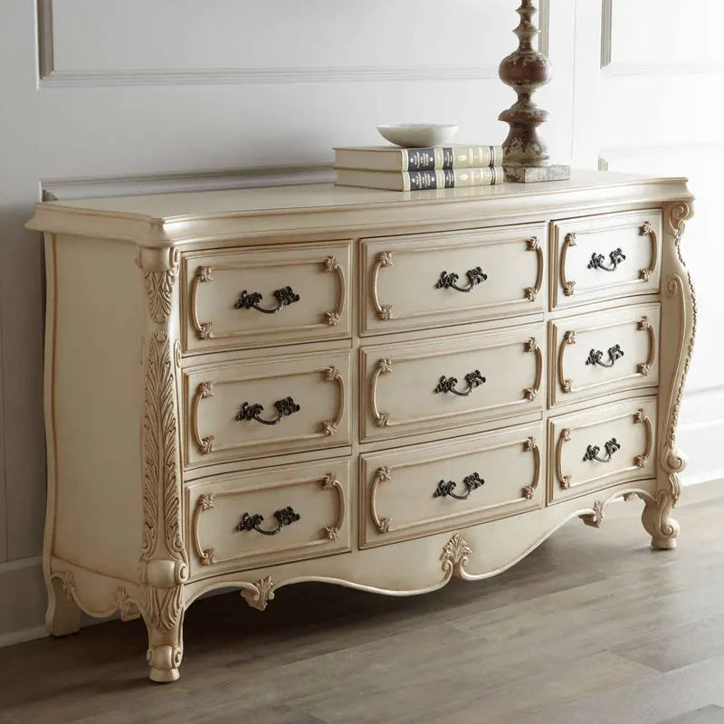 Modern Nine-Drawer Solid Oak Storage Cabinet 160cm Wide