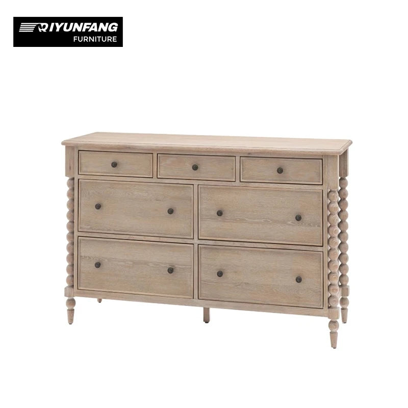 French Retro Solid Wood Drawer Cabinet Antique Storage