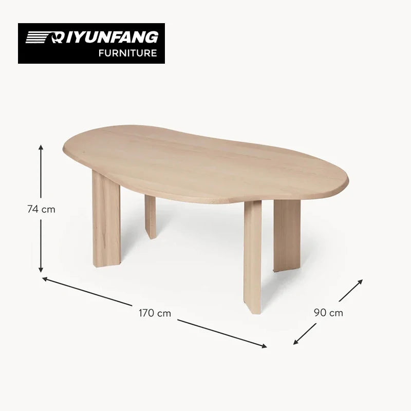 QYF-75 Modern Oval Solid Oak Dining Table 170cm