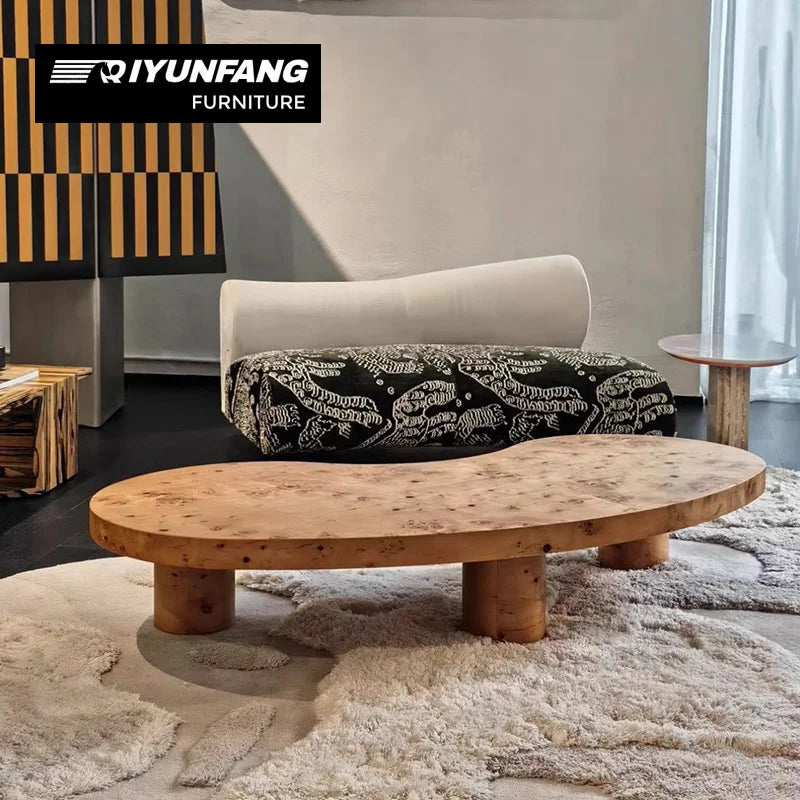 Burl Wood Coffee Table Sculptural Zen Style 120cm