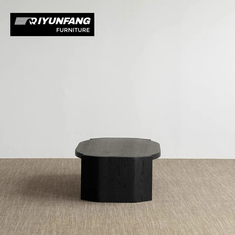 Modern Solid Wood Oval Coffee Table Black Customisable Size