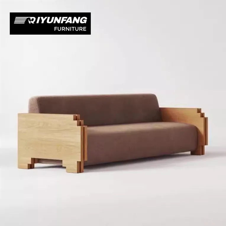 Modern Solid Wood L-Shape Sectional Sofa Minimalist Modular