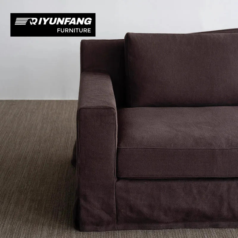 Modern Light Luxury Three-Seat Fabric Sofa Rectangular Custom Design