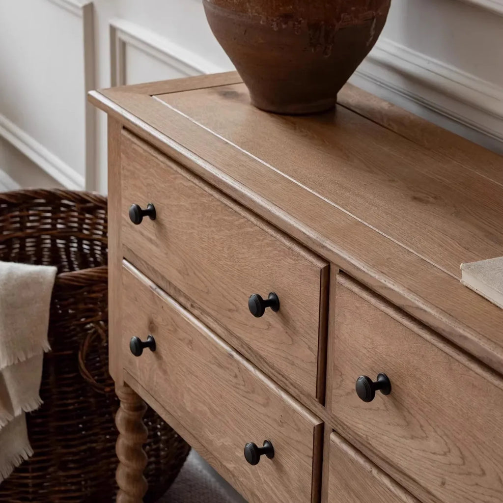 Solid Wood Carved Console Cabinet Four-Drawer Storage 140cm