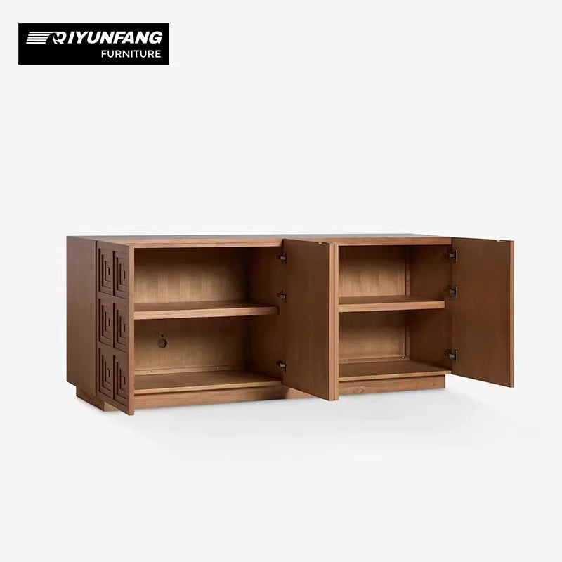 Modern Solid Wood Sideboard Sculptural Storage Cabinet
