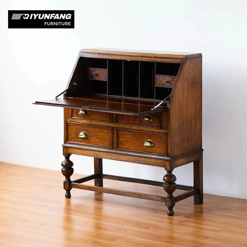 Modern 4-Drawer Solid Wood Storage Cabinet Oak Brown 90cm