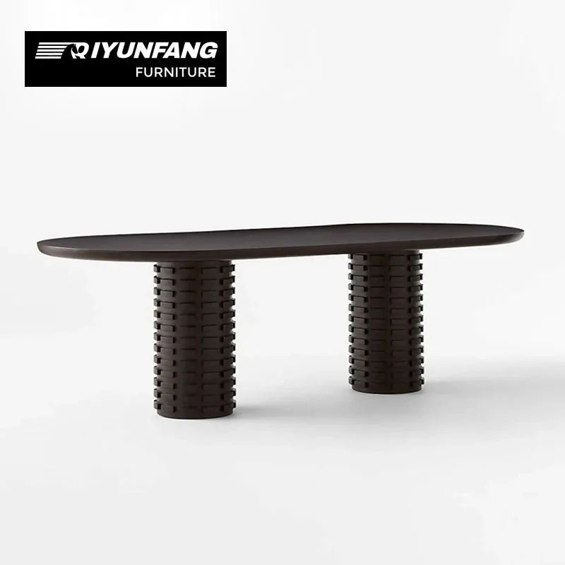 Modern Solid Wood Dining Table Oval Minimalist Custom Design