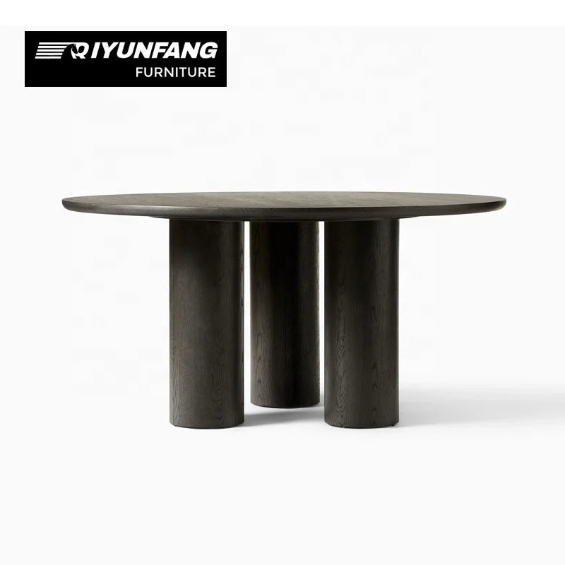 Modern Solid Wood Round Dining Table Customisable Oak Finish