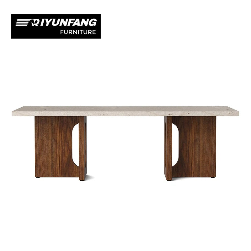 Modern Square Solid Wood Dining Table with Stone Top