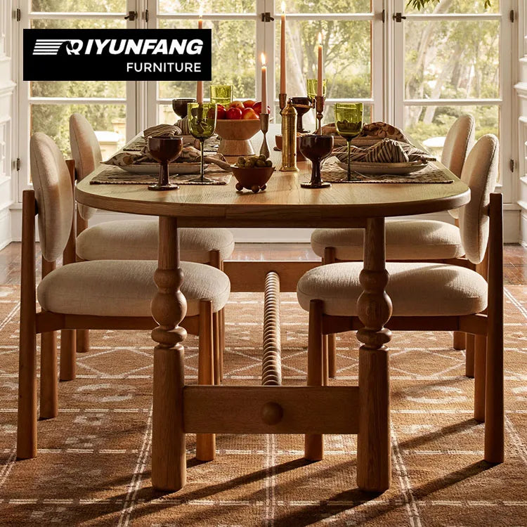 Minimalist Oval Solid Wood Dining Table
