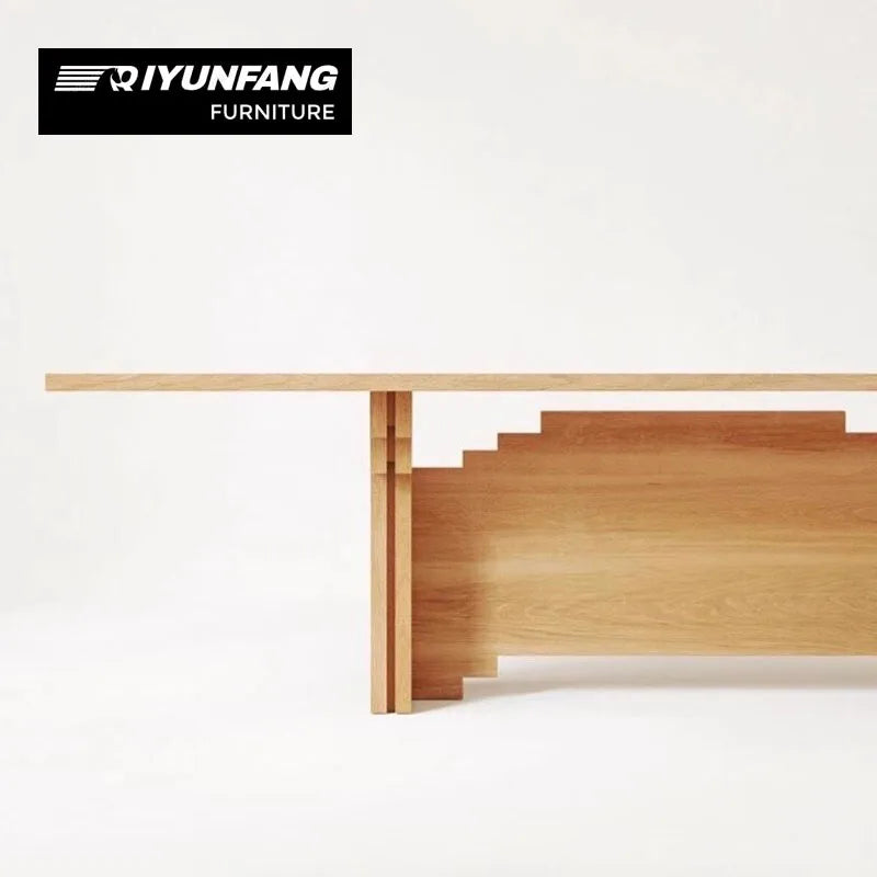 Wabi-Sabi Rectangular Dining Table Pixelized Solid Wood 180cm to 240cm