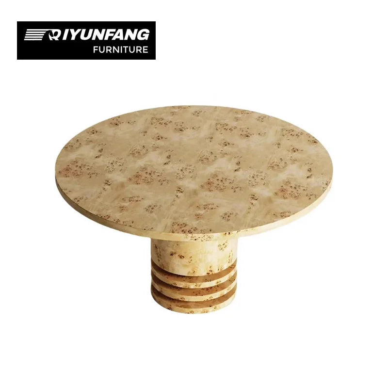 Modern Solid Wood Dining Table Sculptural Tree Pattern