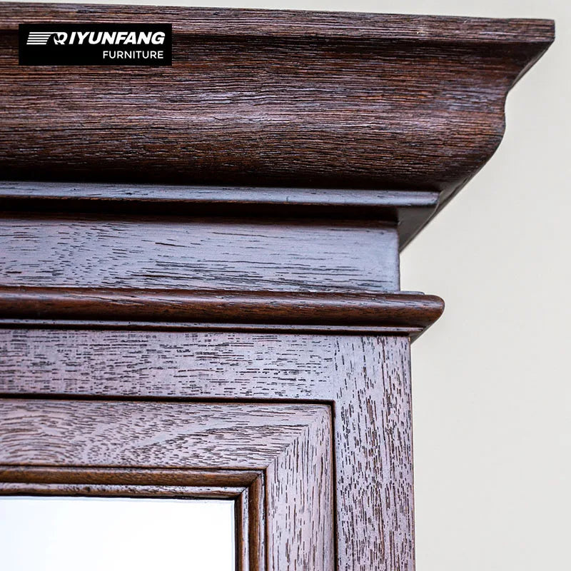 Traditional Solid Wood Glass Display Cabinet 8 Doors