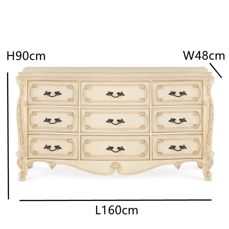 Modern Nine-Drawer Solid Oak Storage Cabinet 160cm Wide