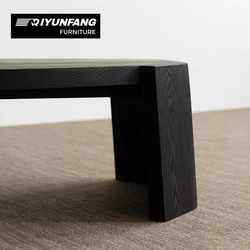 Modern Solid Wood Oval Coffee Table Black Customisable Size
