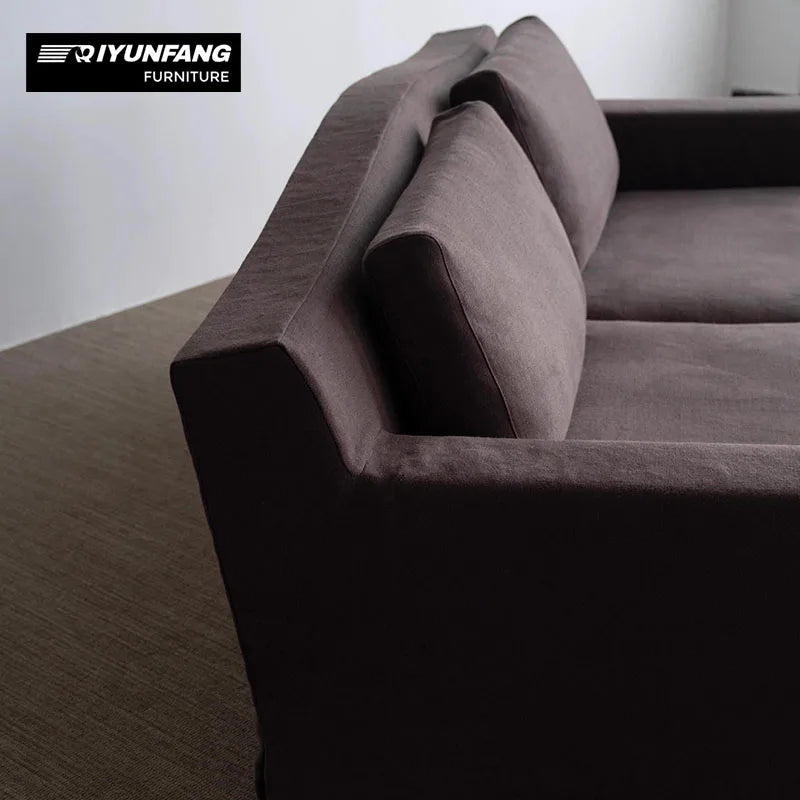 Modern Light Luxury Three-Seat Fabric Sofa Rectangular Custom Design