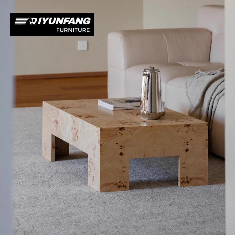 Modern Minimalist Solid Wood Coffee Table Rectangular Wood Grain