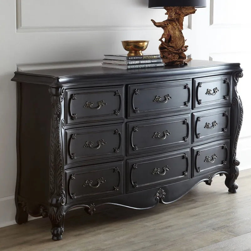 Modern Nine-Drawer Solid Oak Storage Cabinet 160cm Wide