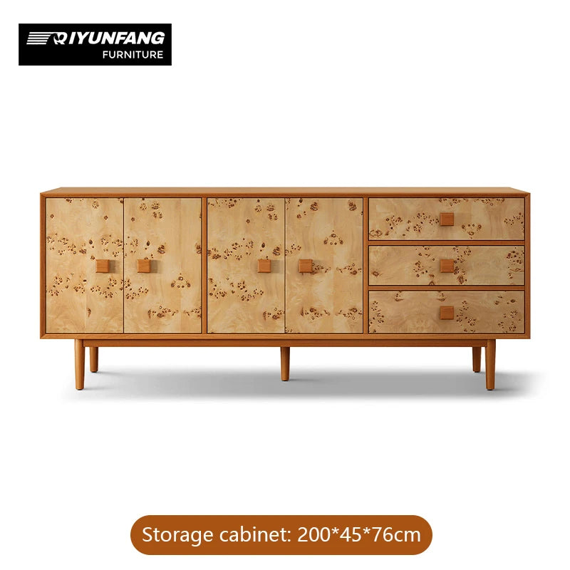 Medieval Style Solid Wood 8 Drawer Storage Cabinet