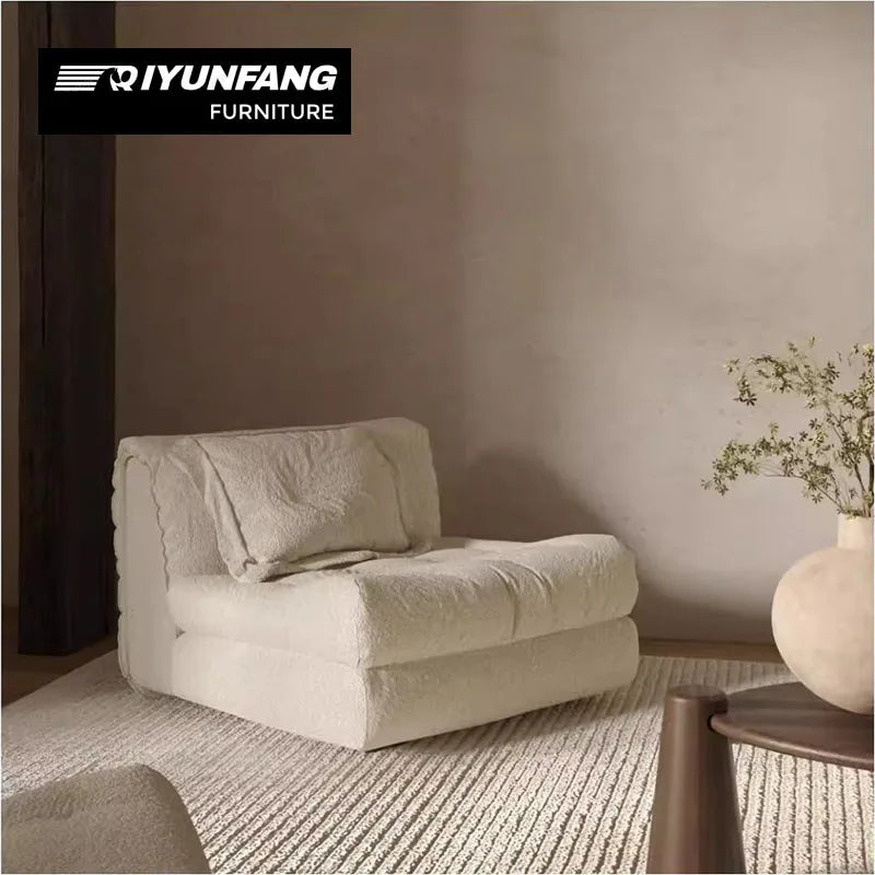Nordic Style Modular L-Shape Armless Sofa Plush Fabric Wood