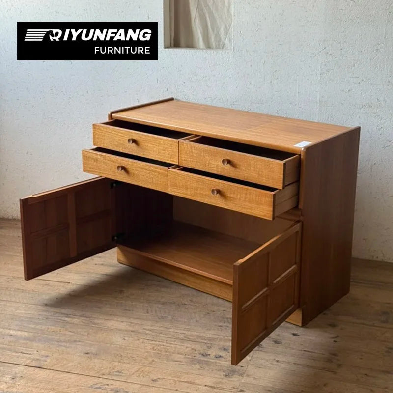 Solid Oak Wood Cabinet 4 Drawer Antique Modern 102cm