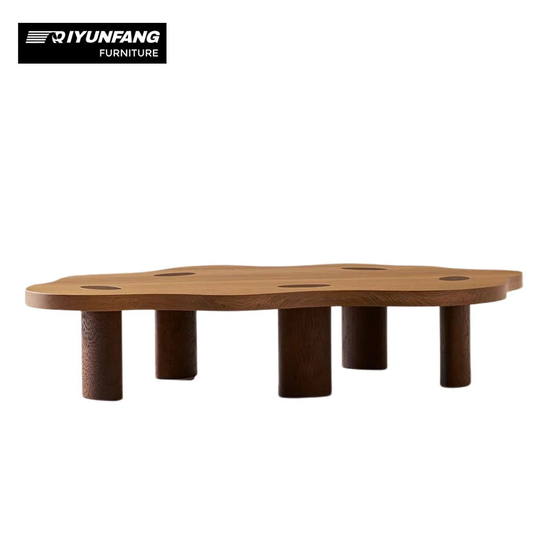 Modern Retro Solid Wood Coffee Table Irregular Shape