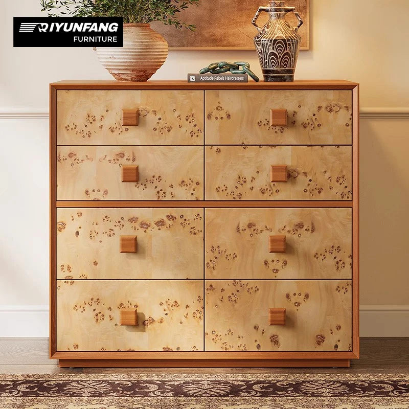 Medieval Style Solid Wood 8 Drawer Storage Cabinet