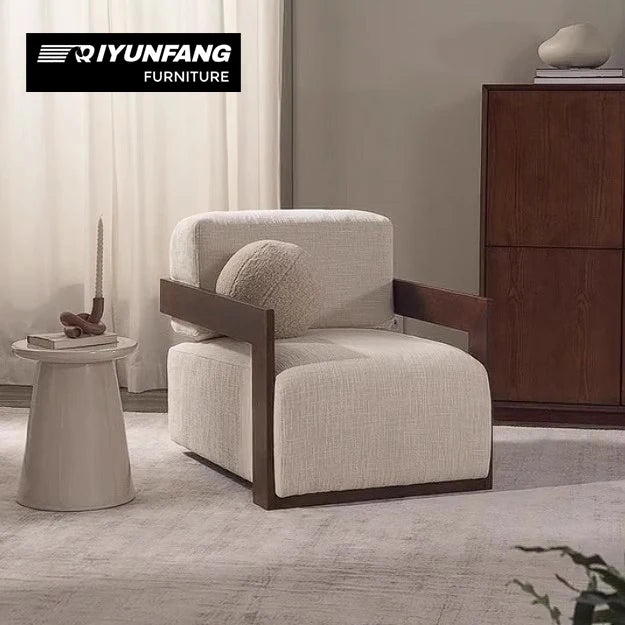 Modern Sculptural Wooden Leisure Chair Solid Timber Frame