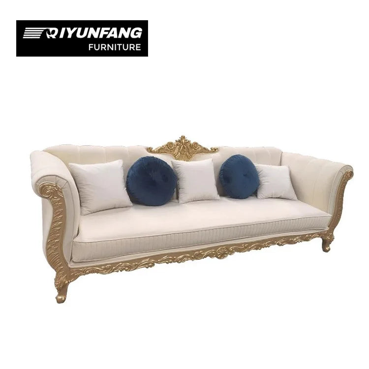 Baroque Chesterfield Sofa Set French Style Solid Wood Fabric