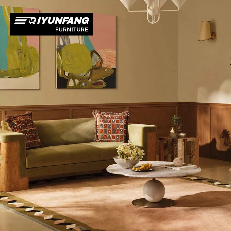 Modern Velvet Upholstered Sofa With Solid Wood Frame