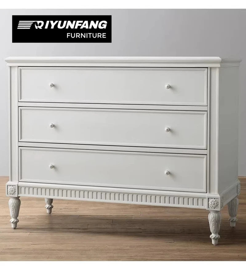 Retro White Solid Wood Six-Drawer Chest 120cm