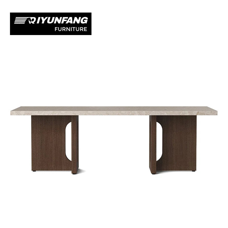 Modern Square Solid Wood Dining Table with Stone Top