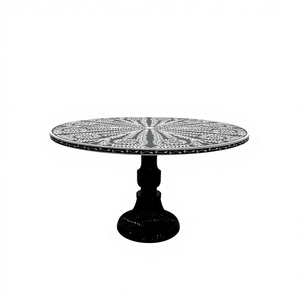 Solid Wood Round Dining Table Sculptural Black 80cm-160cm
