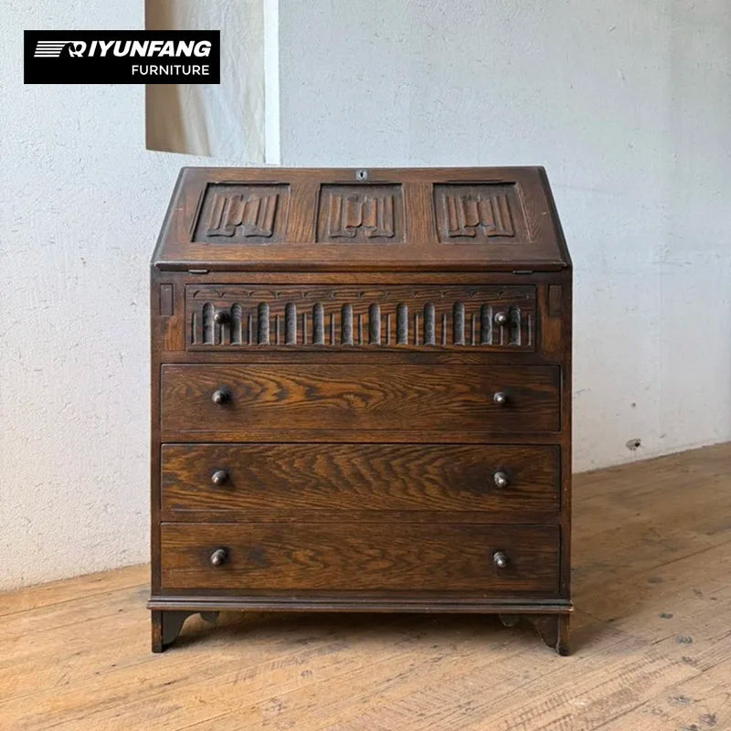 A-FD21 Solid Wood Dressing Table Vanity Cabinet Black Walnut