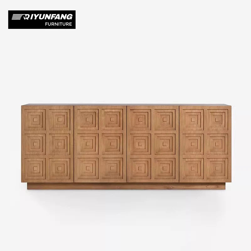Modern Solid Wood Sideboard Sculptural Storage Cabinet