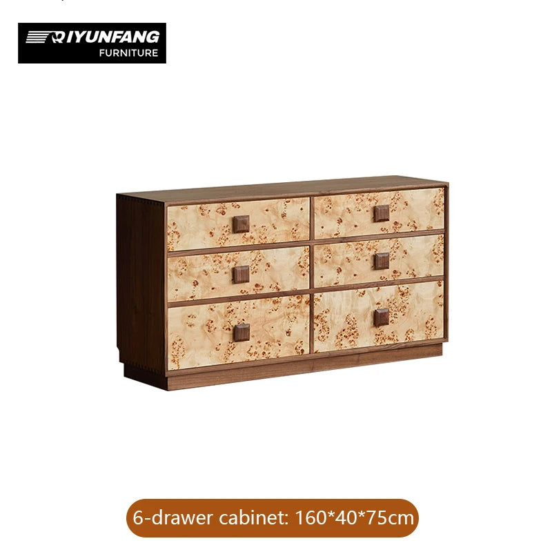 Medieval Style Solid Wood 8 Drawer Storage Cabinet