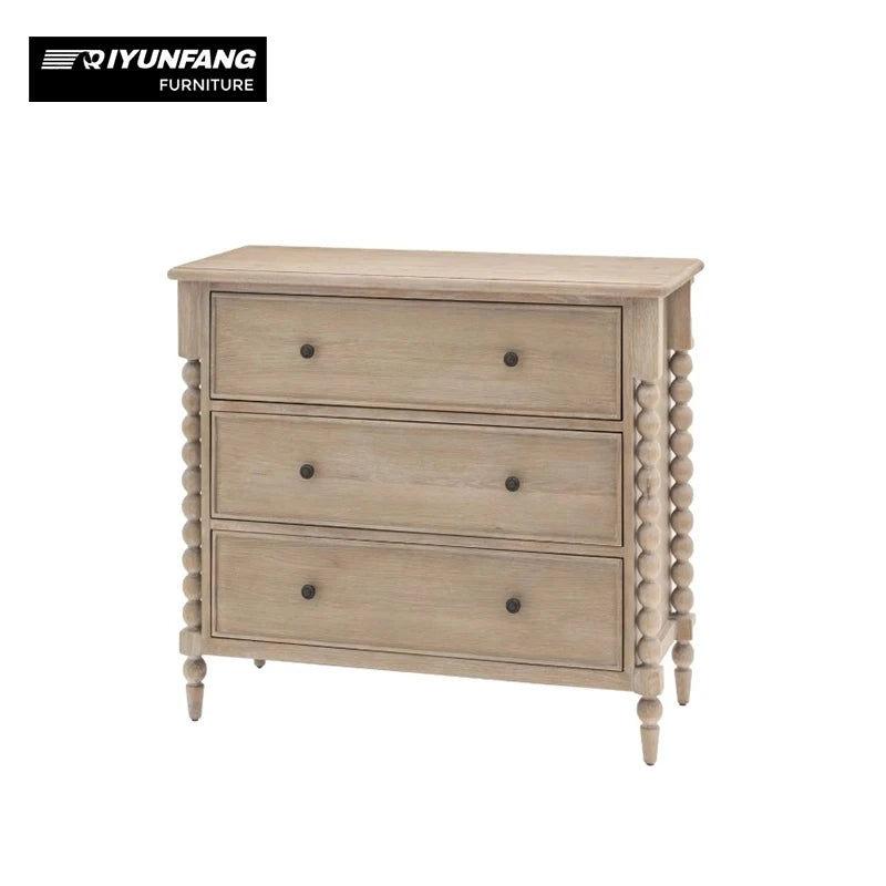 French Retro Solid Wood Drawer Cabinet Antique Storage